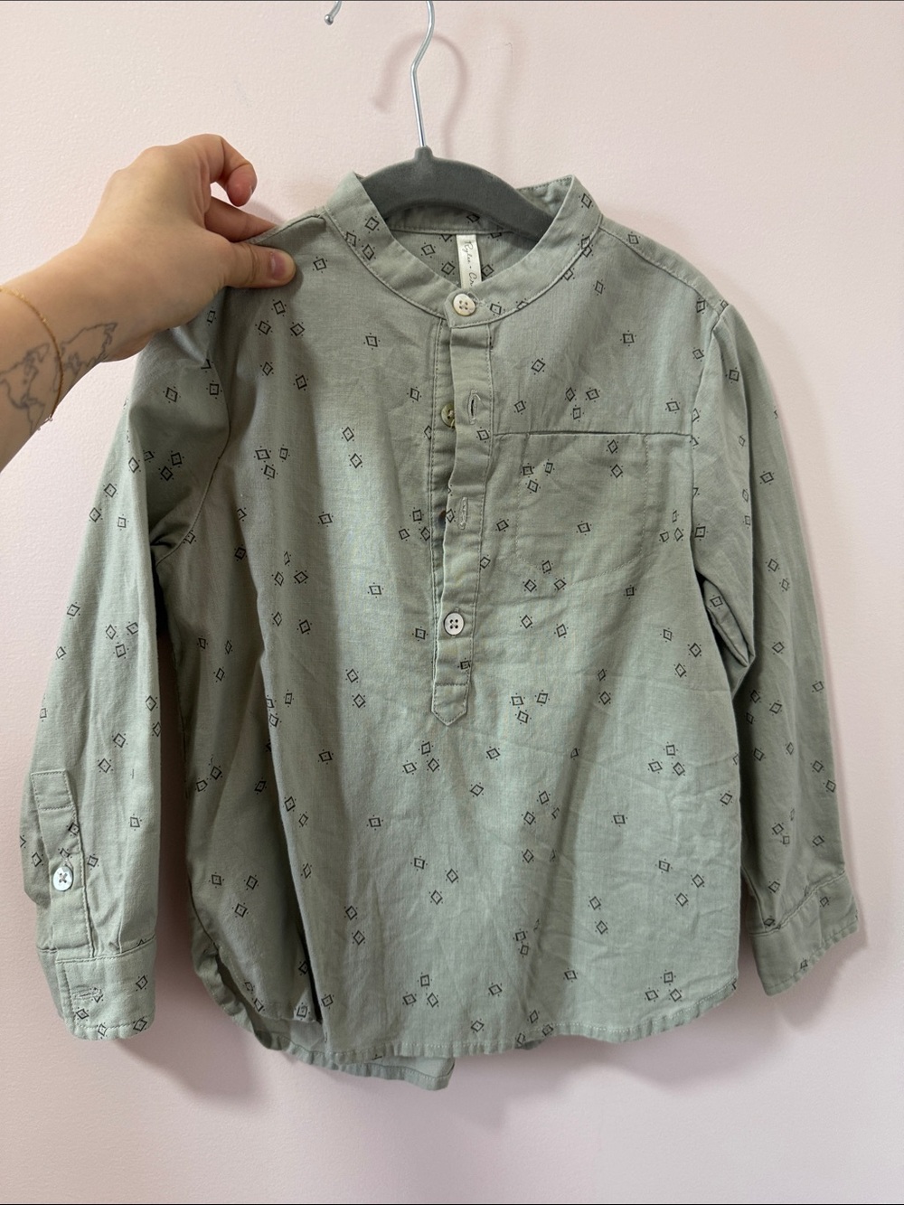 Rylee + Cru Sage Green Button-Front Henley Shirt